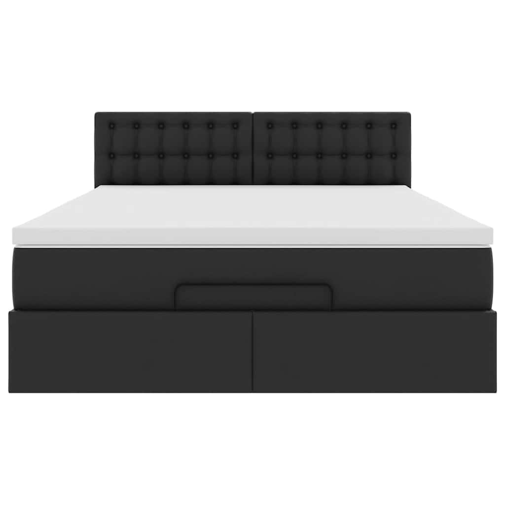 Ottoman bed met matrassen en LED's 140x200cm kunstleer zwart