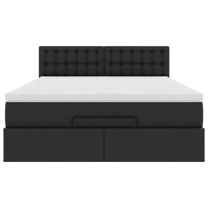 Ottoman bed met matrassen en LED's 140x200cm kunstleer zwart