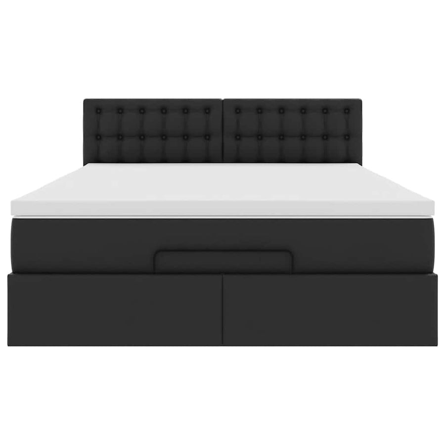 Ottoman bed met matrassen en LED's 140x200cm kunstleer zwart