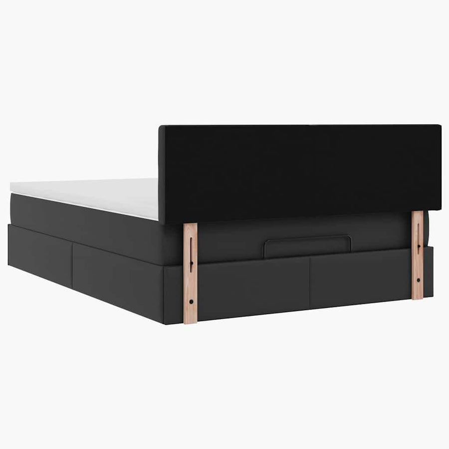 Ottoman bed met matrassen en LED's 140x200cm kunstleer zwart