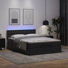 Bed 140x200 cm kunstleer zwart met opbergruimte en LED