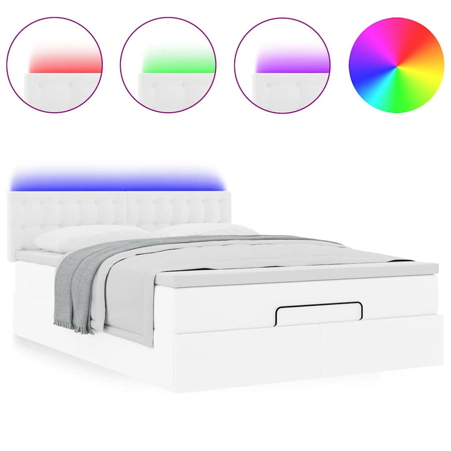 Ottoman bed met matrassen en LED's 140x200cm kunstleer