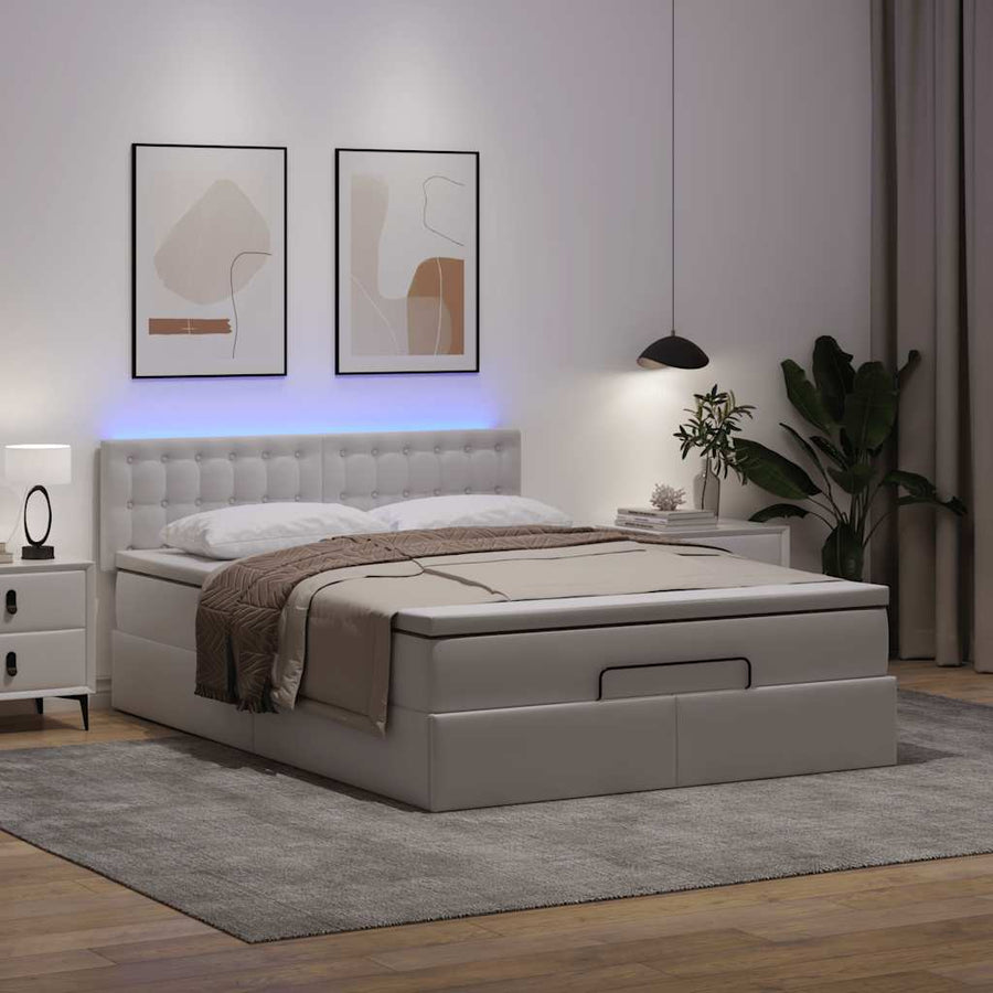 Ottoman bed met matrassen en LED's 140x200cm kunstleer