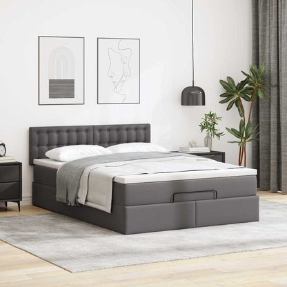 Ottoman bed met matrassen en LED's 140x200cm kunstleer grijs
