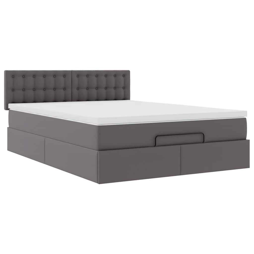 Ottoman bed met matrassen en LED's 140x200cm kunstleer grijs