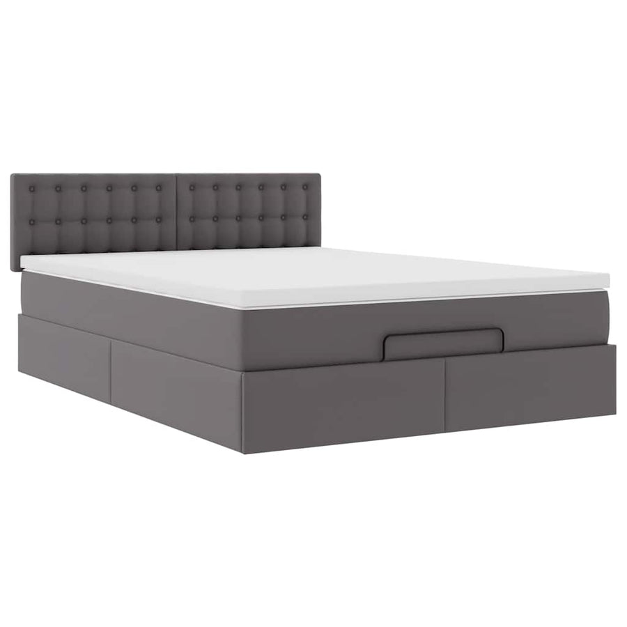 Ottoman bed met matrassen en LED's 140x200cm kunstleer grijs
