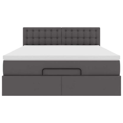 Ottoman bed met matrassen en LED's 140x200cm kunstleer grijs