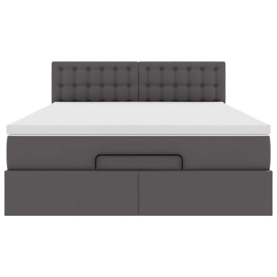 Ottoman bed met matrassen en LED's 140x200cm kunstleer grijs