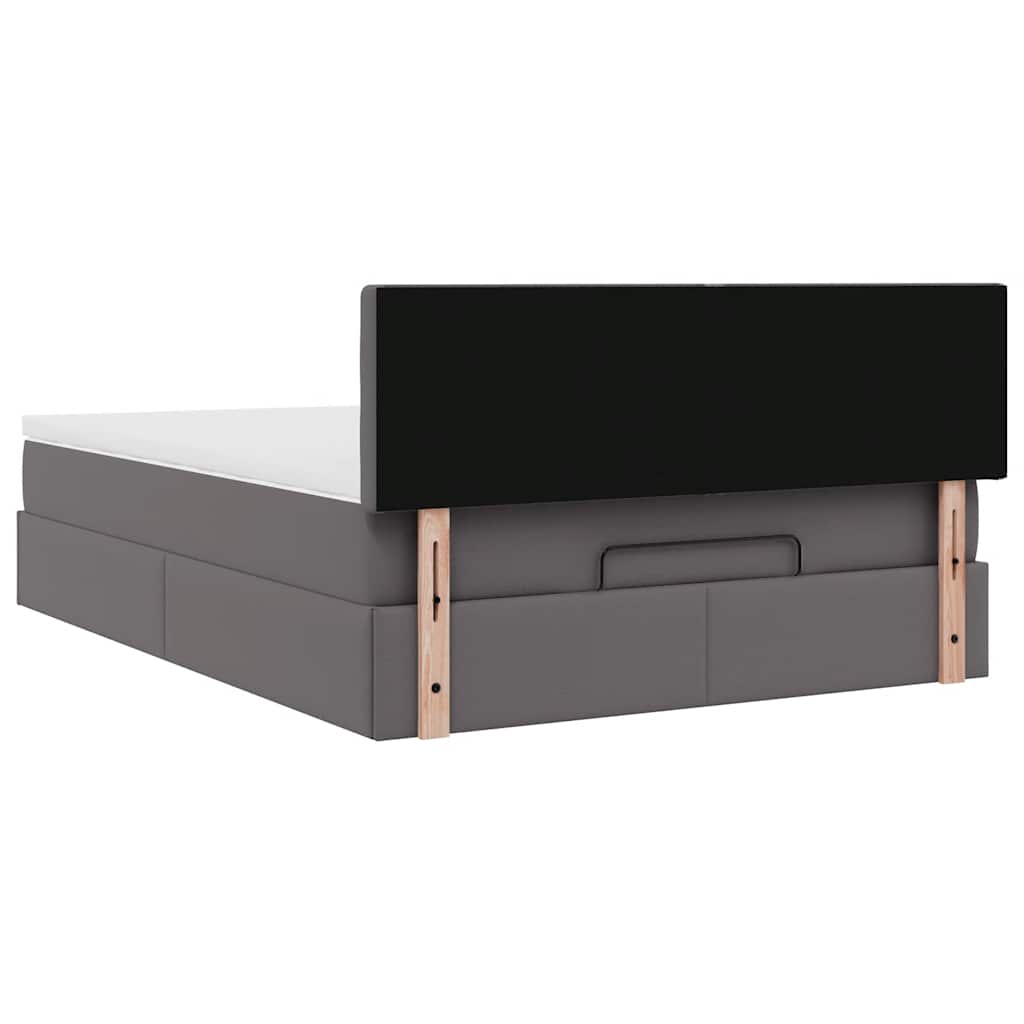 Ottoman bed met matrassen en LED's 140x200cm kunstleer grijs