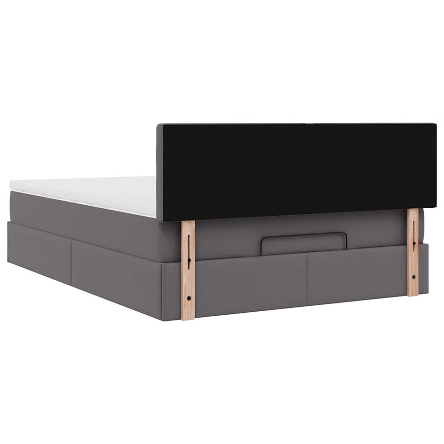 Ottoman bed met matrassen en LED's 140x200cm kunstleer grijs