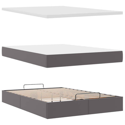 Ottoman bed met matrassen en LED's 140x200cm kunstleer grijs
