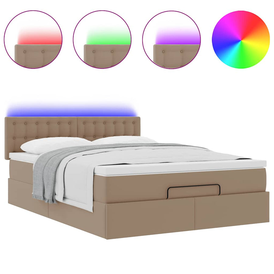 Ottoman bed met matrassen en LED's 140x200cm kunstleer