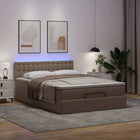 Bed 140x200 cm kunstleer met opbergruimte en LED