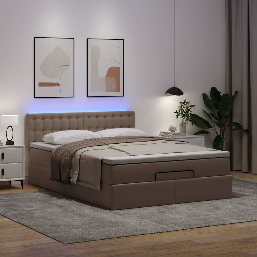 Ottoman bed met matrassen en LED's 140x200cm kunstleer