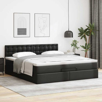 Ottoman bed met matrassen en LED's 160x200cm kunstleer zwart