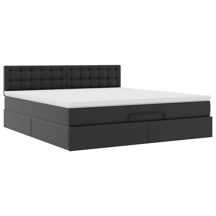 Ottoman bed met matrassen en LED's 160x200cm kunstleer zwart