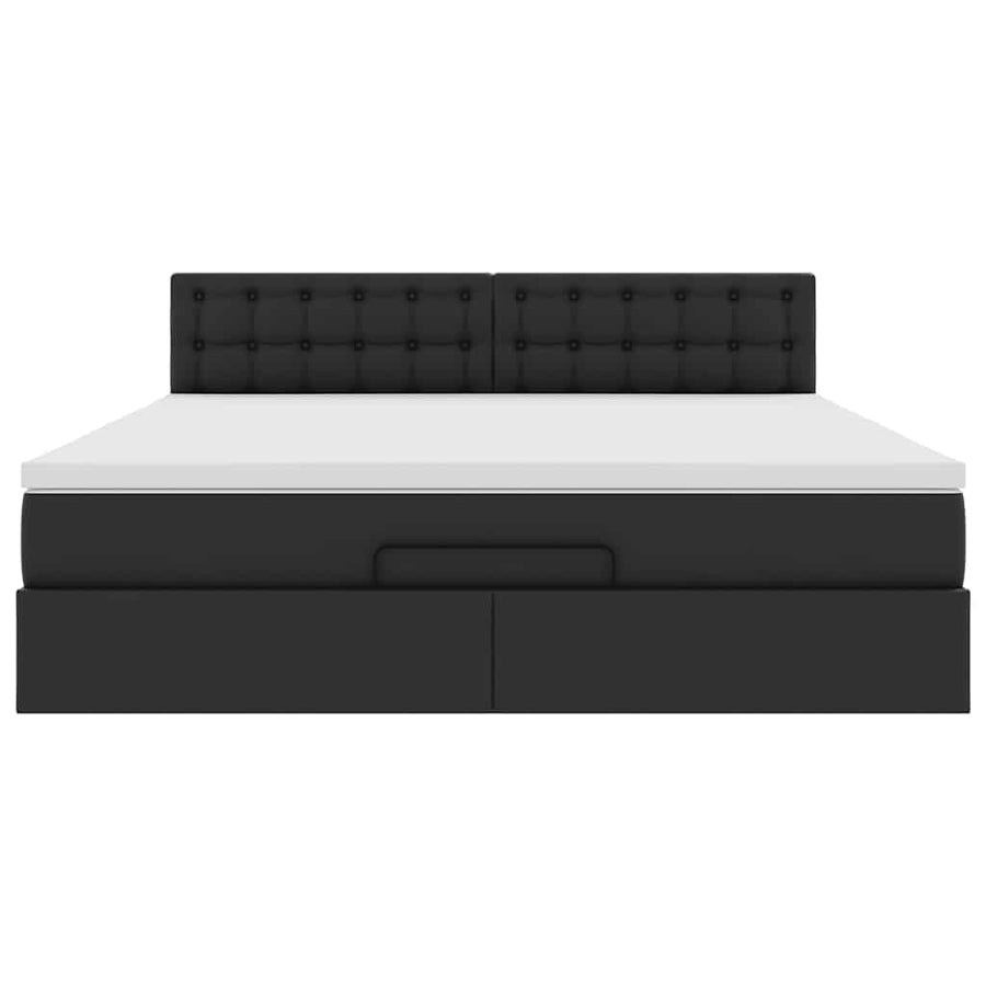 Ottoman bed met matrassen en LED's 160x200cm kunstleer zwart