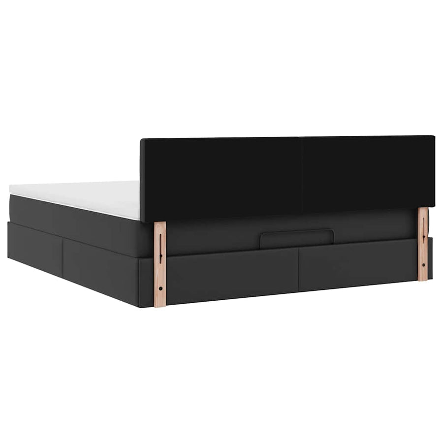 Ottoman bed met matrassen en LED's 160x200cm kunstleer zwart