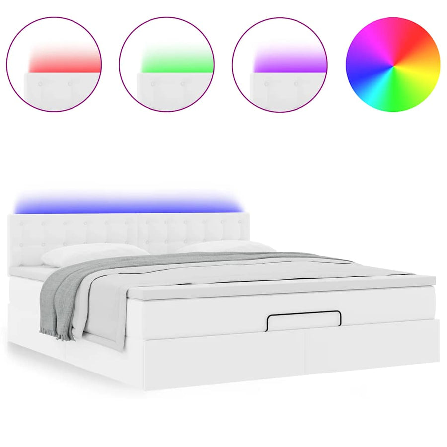 Ottoman bed met matrassen en LED's 160x200cm kunstleer