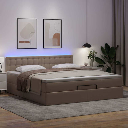 Bed poef met matrassen en LED's 160x200cm kunstleer