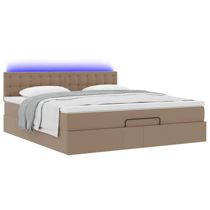 Bed poef met matrassen en LED's 160x200cm kunstleer