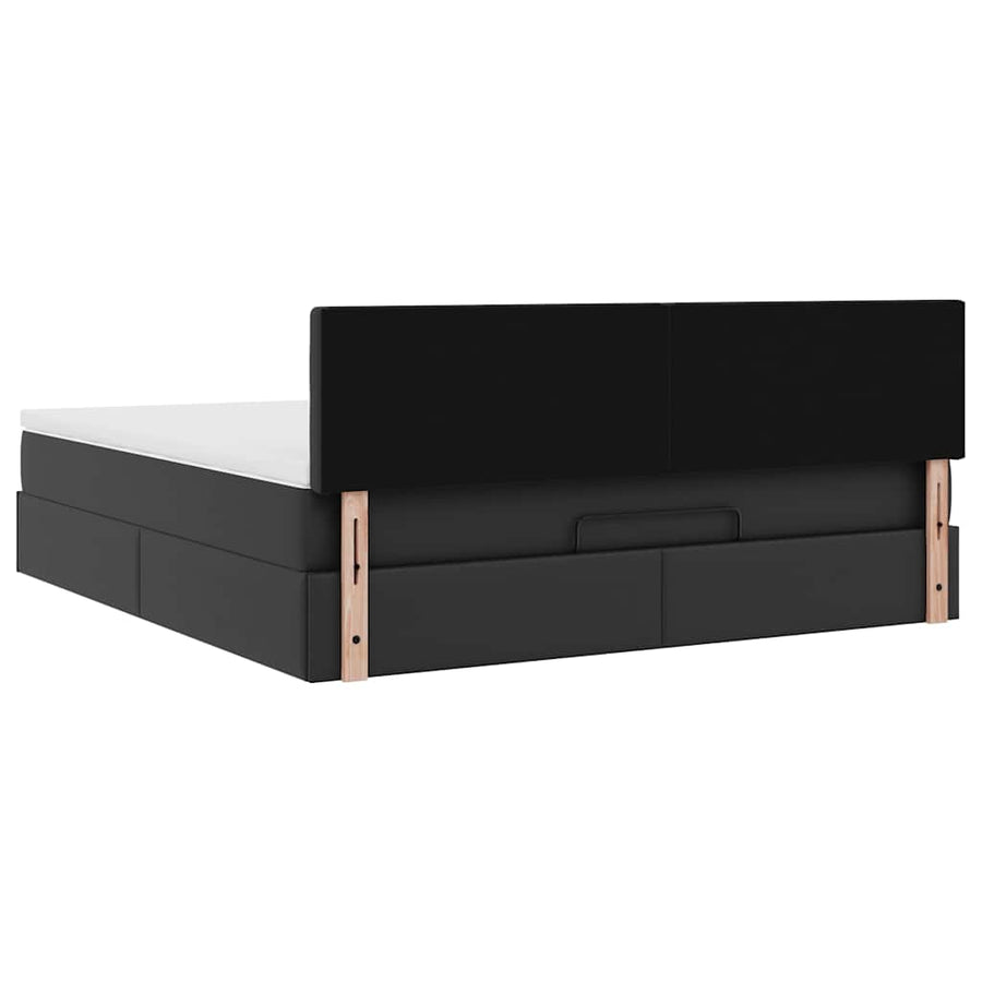 Ottoman bed met matrassen en LED's 180x200cm kunstleer zwart