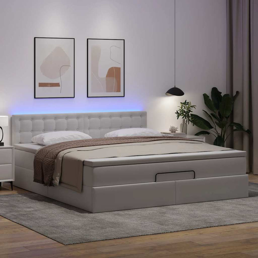 Ottoman bed met matrassen en LED's 180x200cm kunstleer