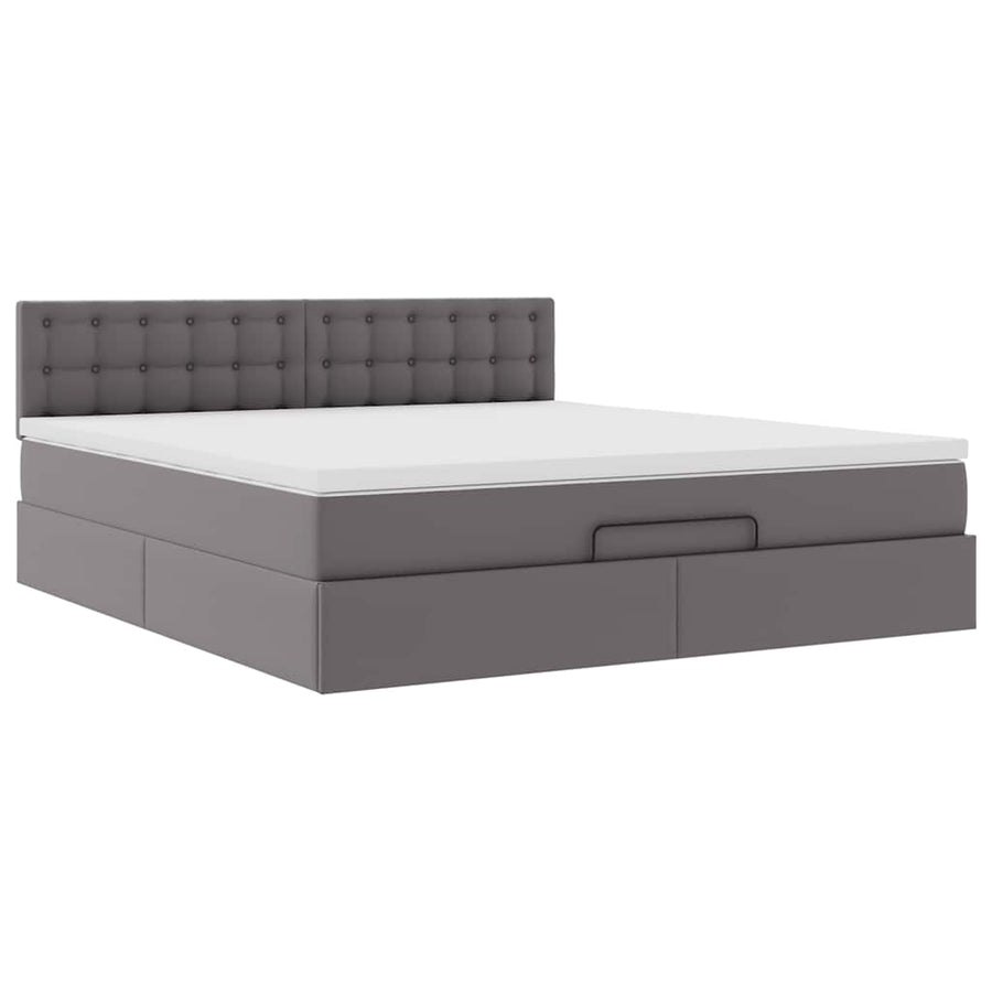 Ottoman bed met matrassen en LED's 180x200cm kunstleer grijs
