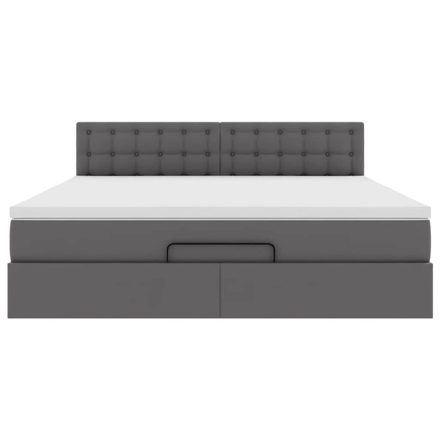 Ottoman bed met matrassen en LED's 180x200cm kunstleer grijs