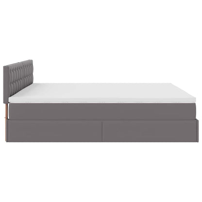 Ottoman bed met matrassen en LED's 180x200cm kunstleer grijs