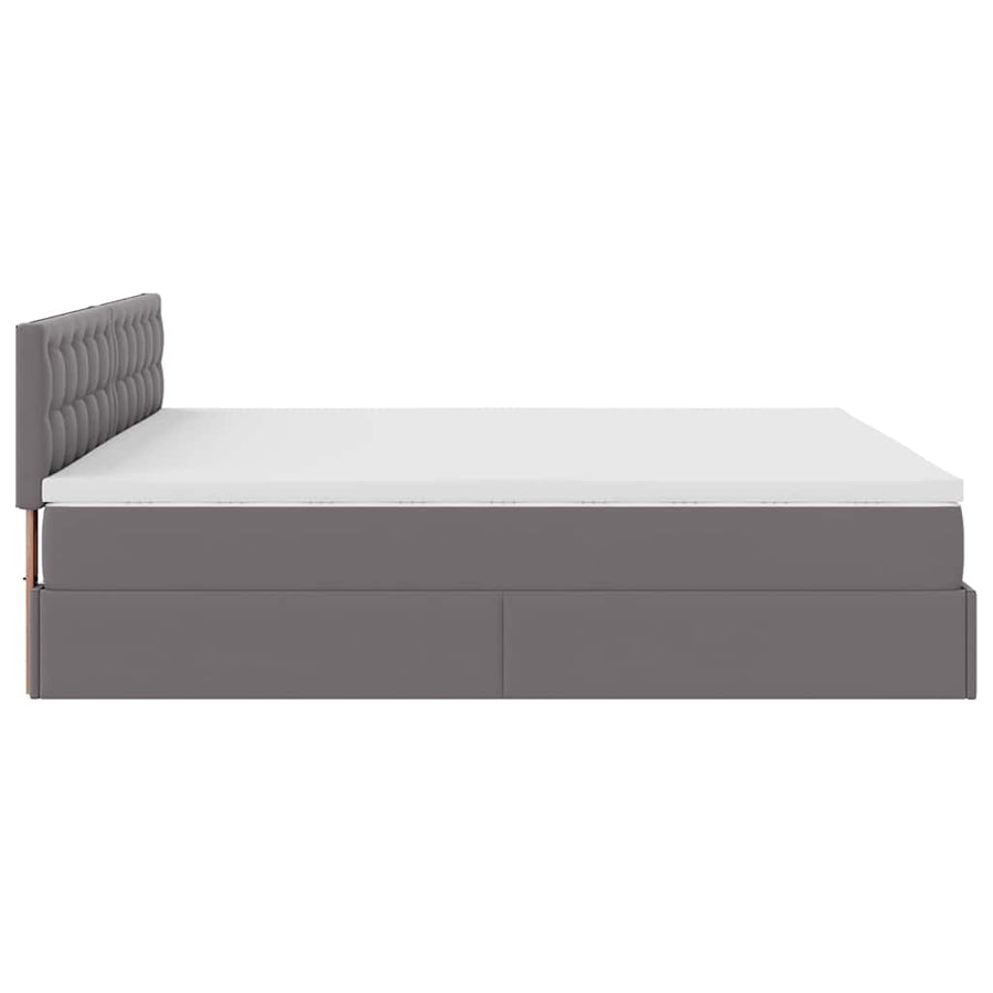 Ottoman bed met matrassen en LED's 180x200cm kunstleer grijs