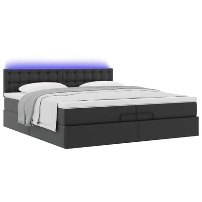 Ottoman bed met matrassen en LED's 200x200cm kunstleer zwart