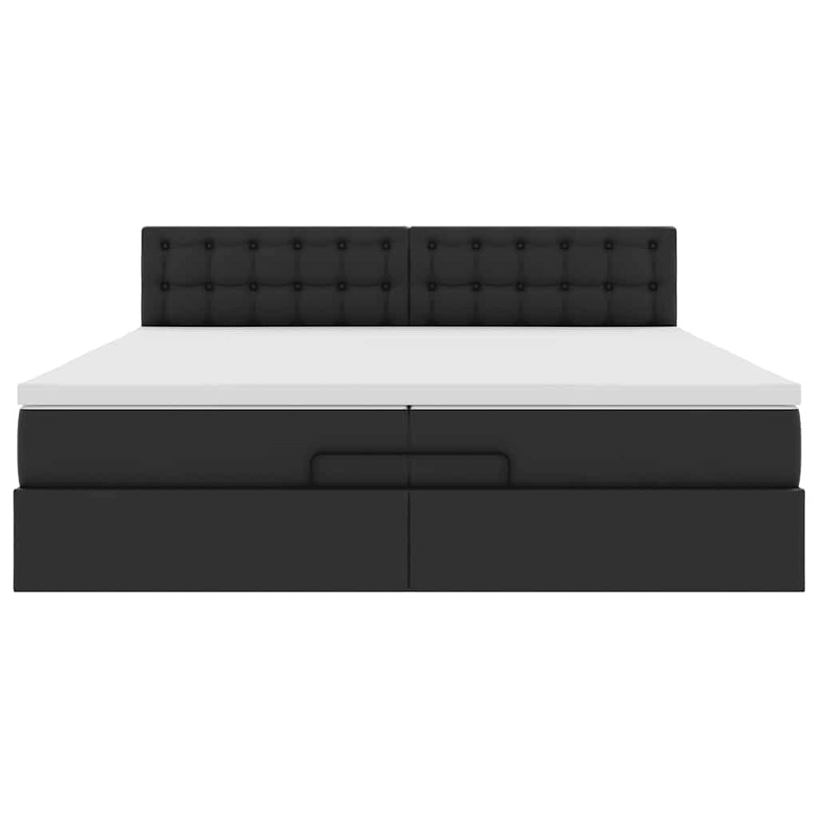 Ottoman bed met matrassen en LED's 200x200cm kunstleer zwart
