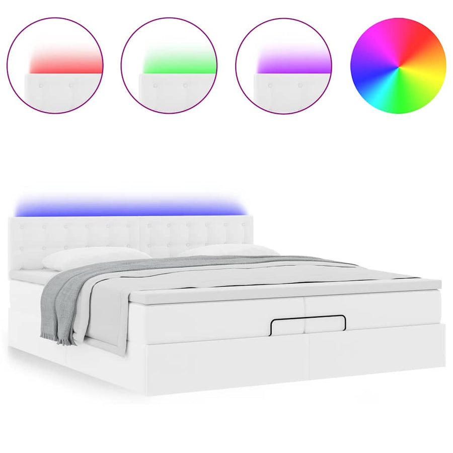 Ottoman bed met matrassen en LED's 200x200cm kunstleer