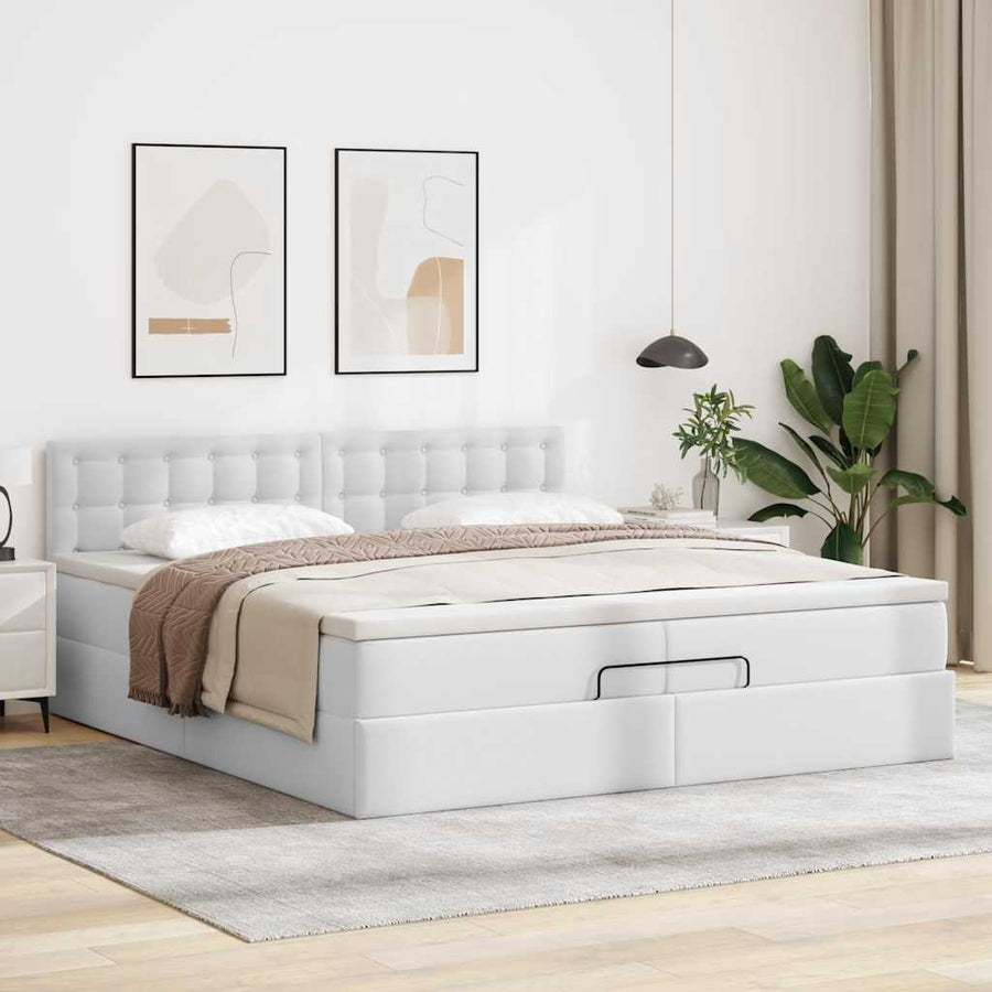 Ottoman bed met matrassen en LED's 200x200cm kunstleer