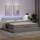Ottoman bed with mattresses and LEDs 200x200cm faux leather