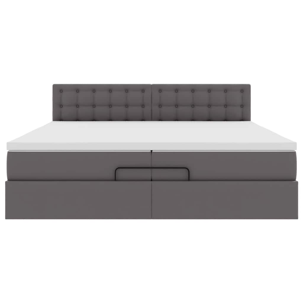 Ottoman bed met matrassen en LED's 200x200cm kunstleer grijs