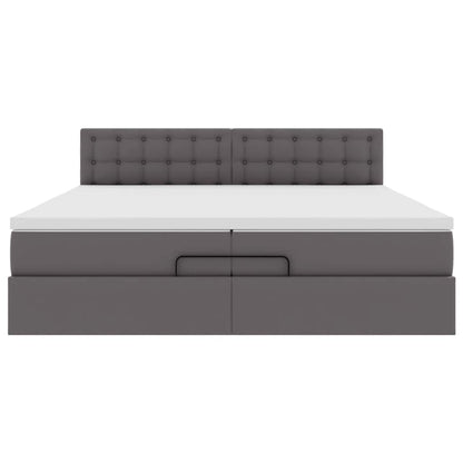 Ottoman bed met matrassen en LED's 200x200cm kunstleer grijs