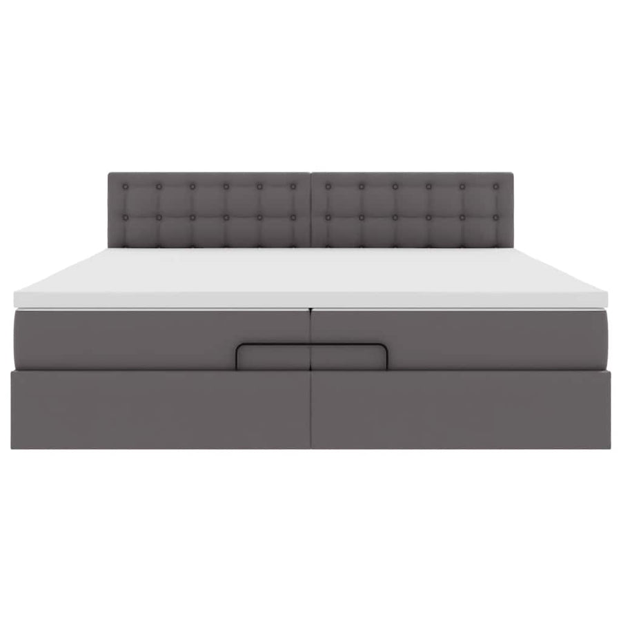Ottoman bed met matrassen en LED's 200x200cm kunstleer grijs