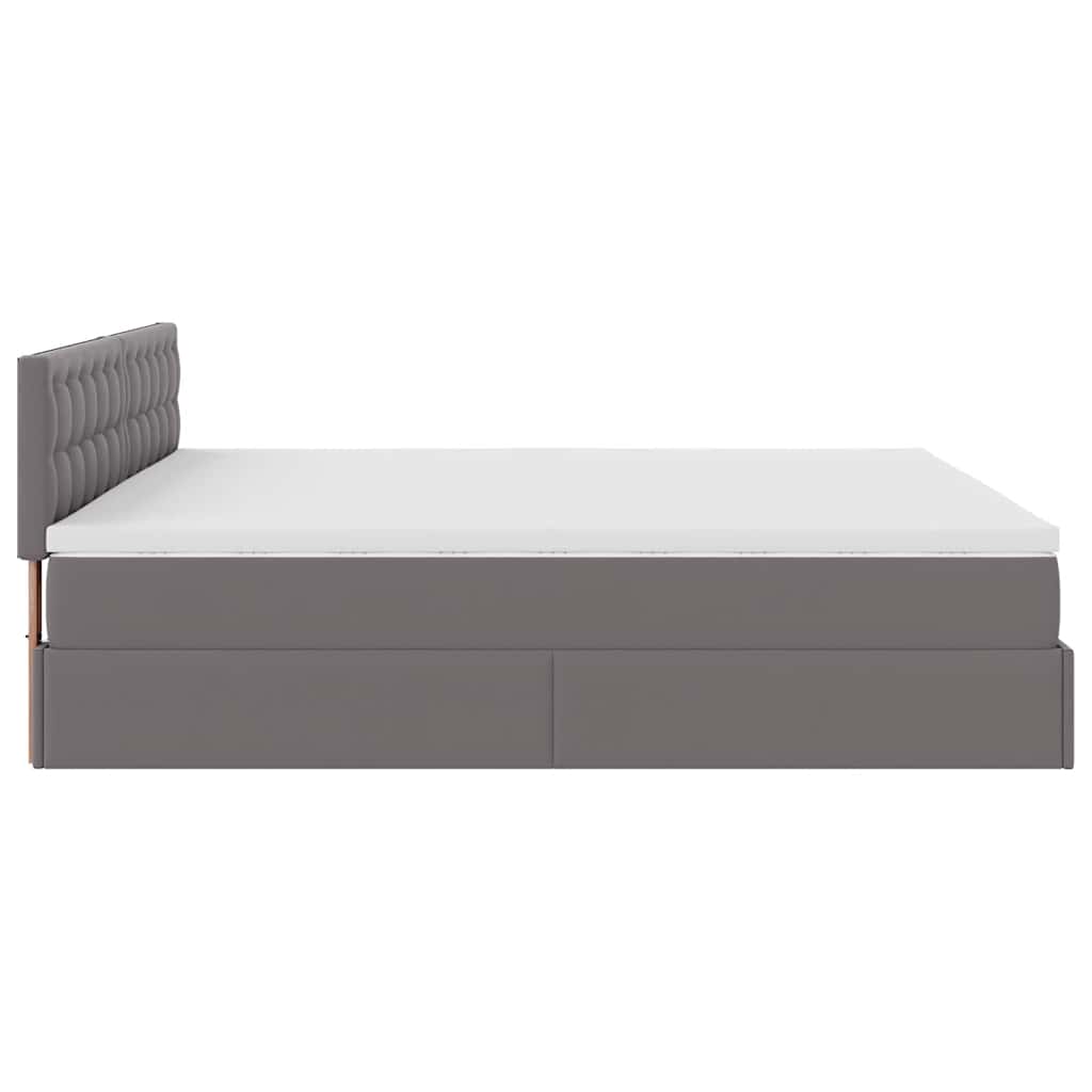 Ottoman bed met matrassen en LED's 200x200cm kunstleer grijs