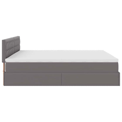 Ottoman bed met matrassen en LED's 200x200cm kunstleer grijs