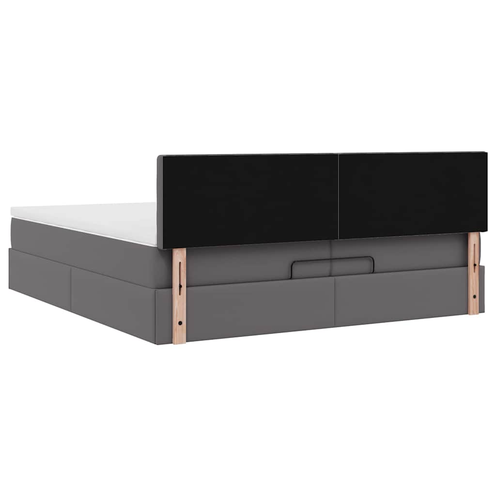 Ottoman bed met matrassen en LED's 200x200cm kunstleer grijs