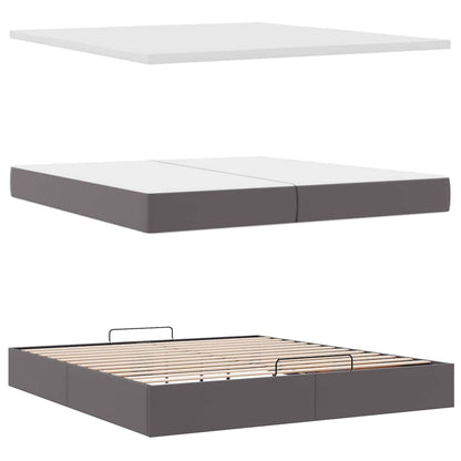 Ottoman bed met matrassen en LED's 200x200cm kunstleer grijs