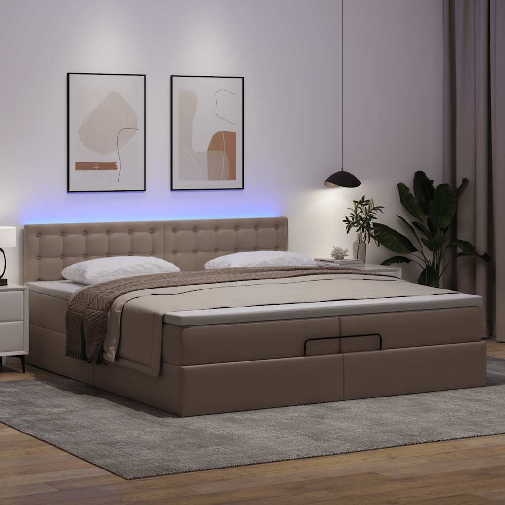 Ottoman bed met matrassen en LED's 200x200cm kunstleer