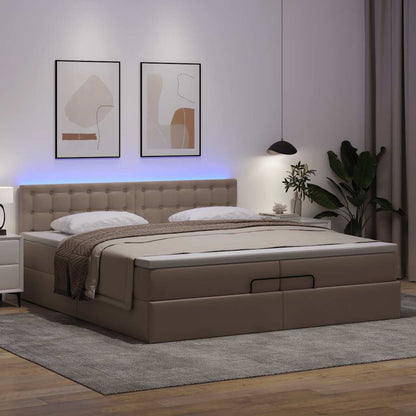 Ottoman bed met matrassen en LED's 200x200cm kunstleer