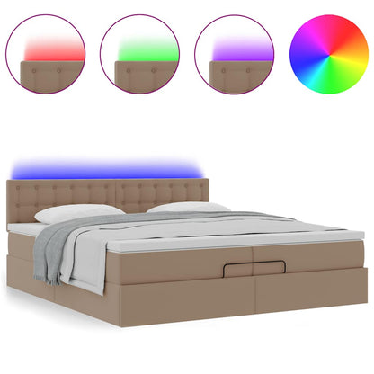 Ottoman bed met matrassen en LED's 200x200cm kunstleer
