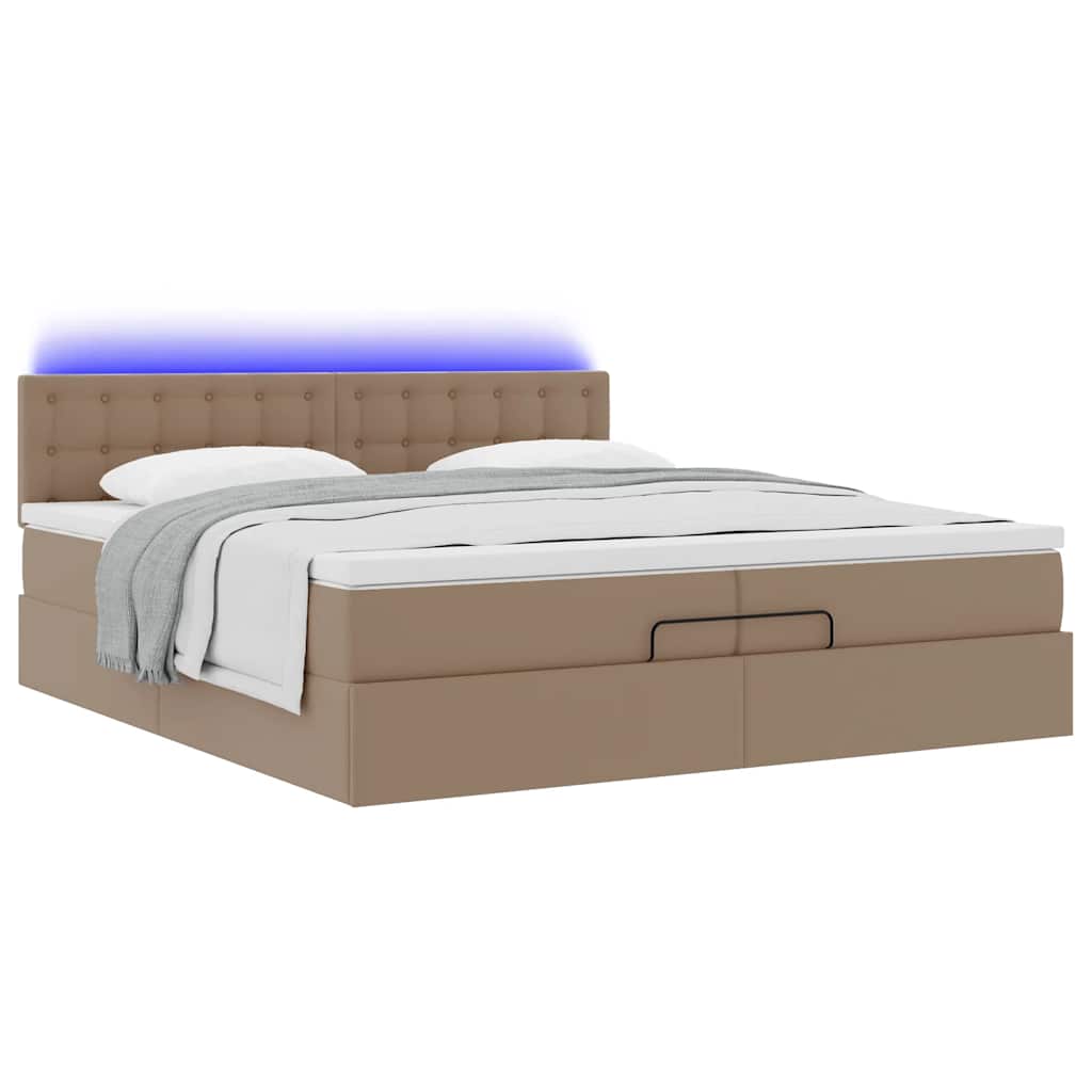 Ottoman bed met matrassen en LED's 200x200cm kunstleer