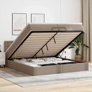 Ottomaans bed 200x200 cm kunstleer met opbergruimte en LED