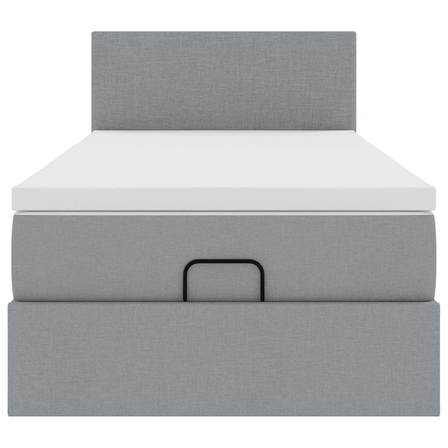 Ottoman bed met matras en LED's 80x200cm stof lichtgrijs