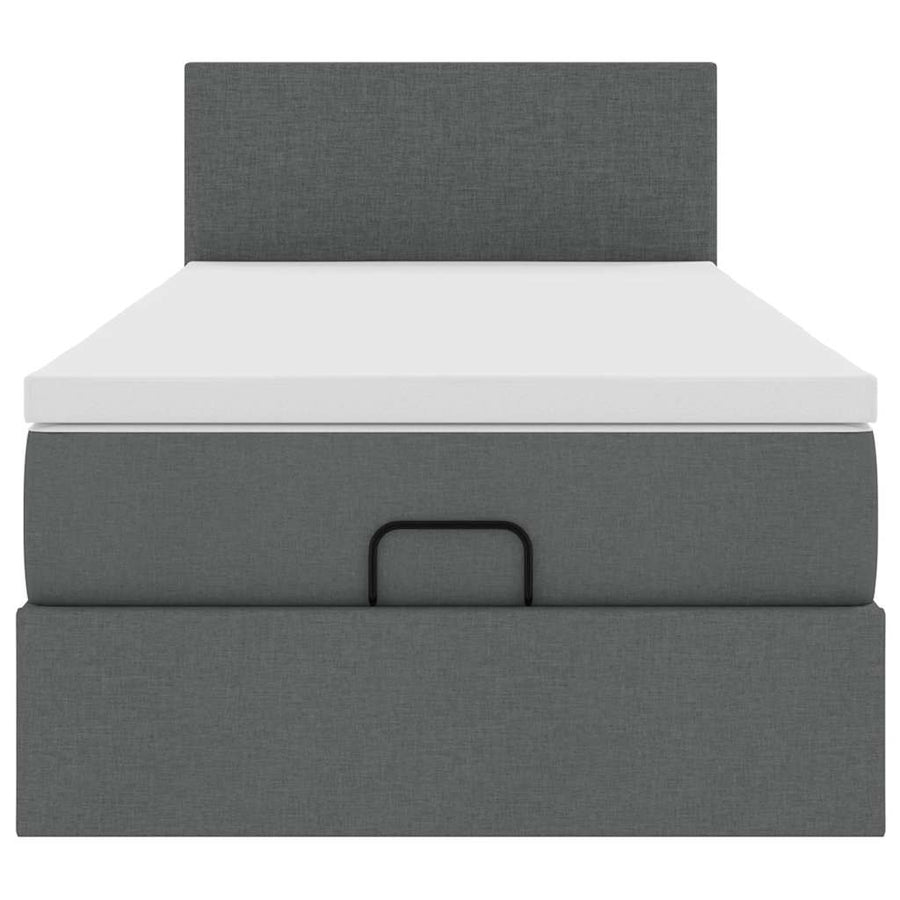 Ottoman bed met matras en LED's 80x200cm stof donkergrijs
